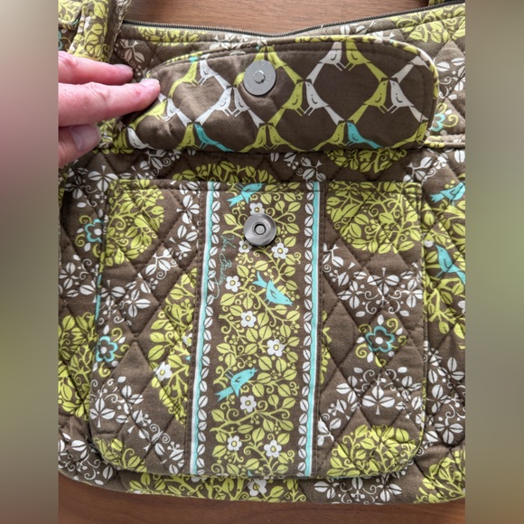 Vera Bradley Quilted Shoulder/Crossbody Bag. Brown/lime/turquoise. - Picture 3 of 6